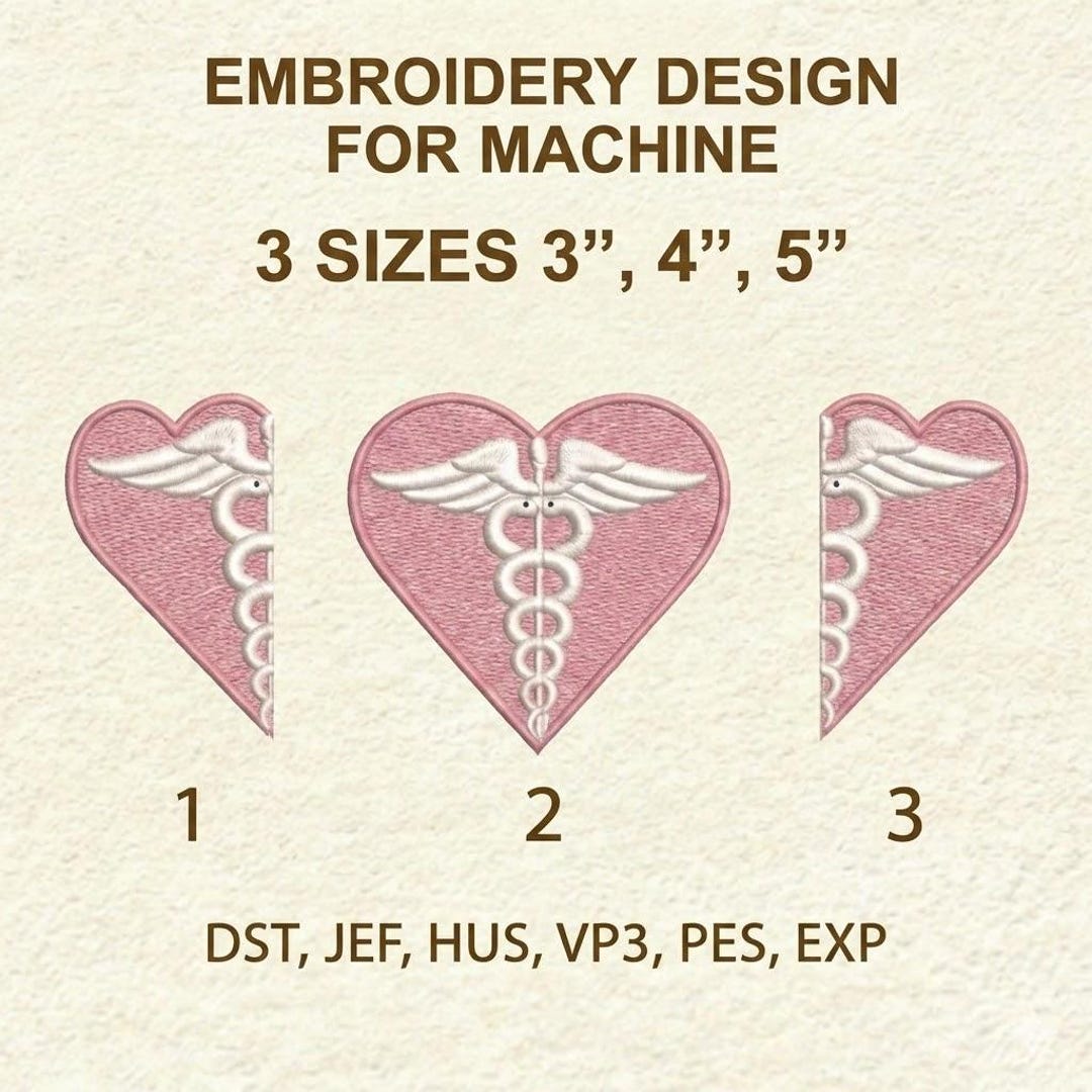 Bundle Caduceus Machine Embroidery Design, Registered Nurse Medical ...