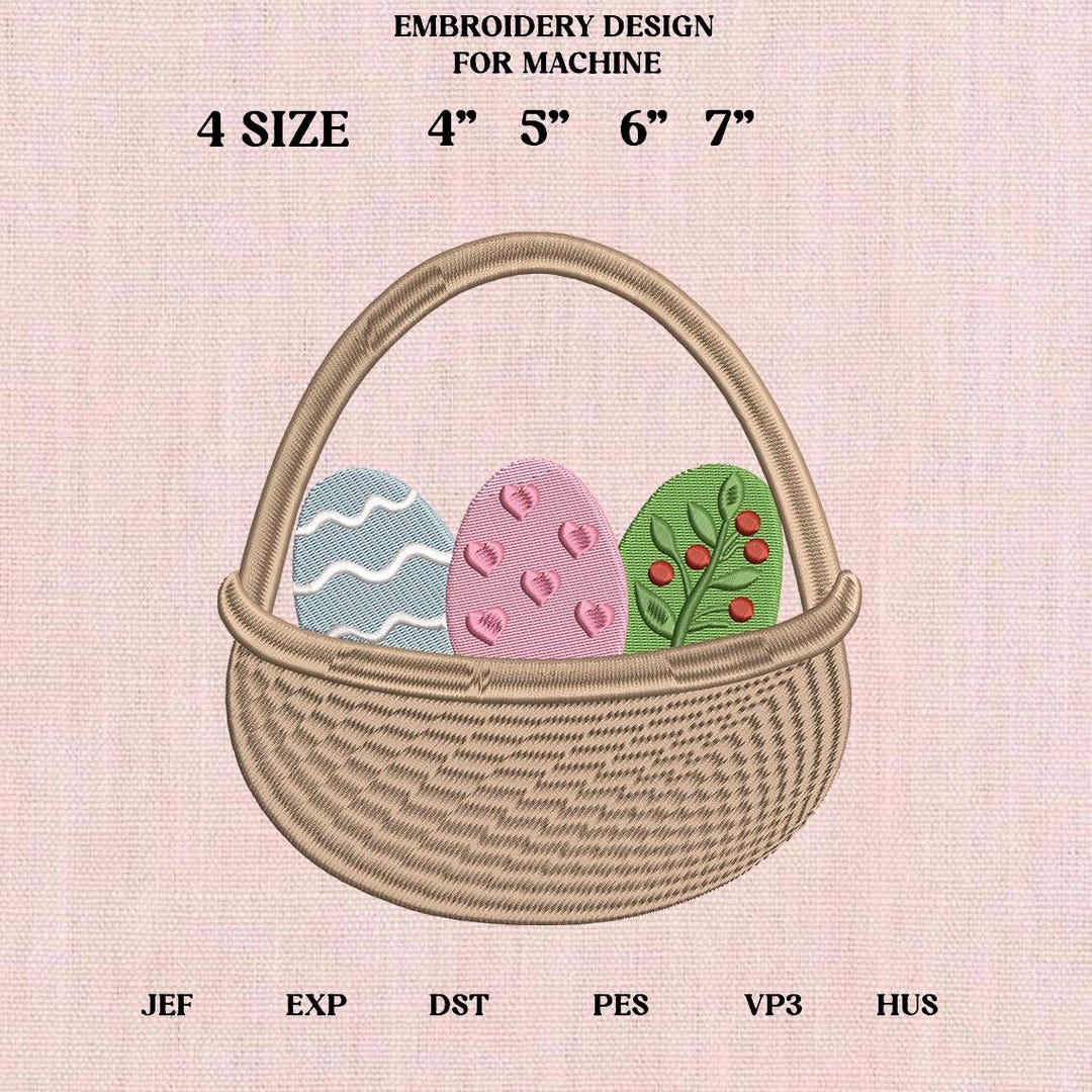 Easter Basket & Egg Machine Embroidery Designs - Digital Files - Etsy