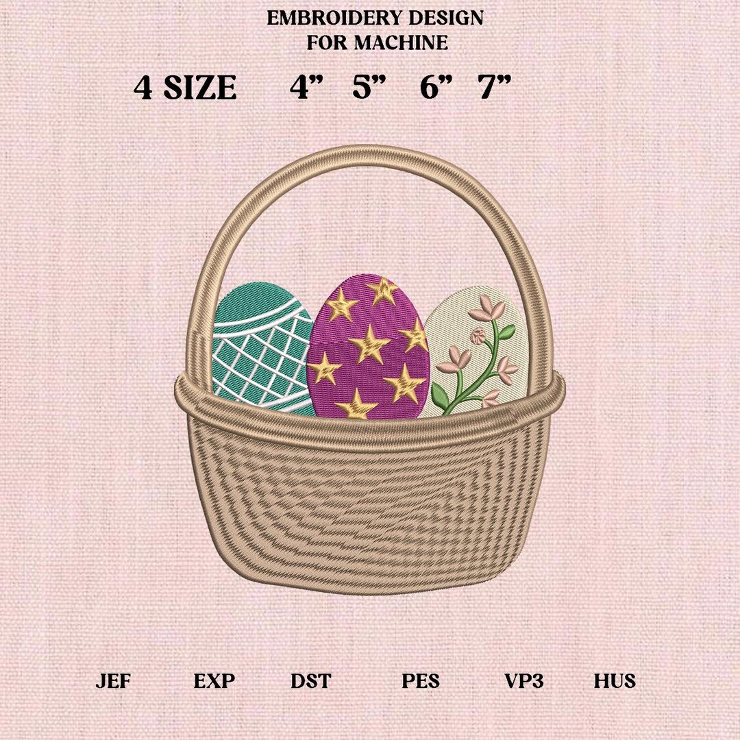 Easter Basket & Egg Machine Embroidery Designs - Digital Files - Etsy