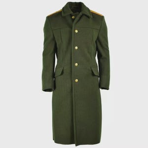 Military Green Wool Overcoat: Long Officer&#39;s Style Coat