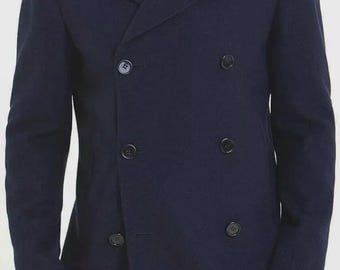 ヴィンテージ ネイビースタイル ウール ピーコート ダブルブレスト