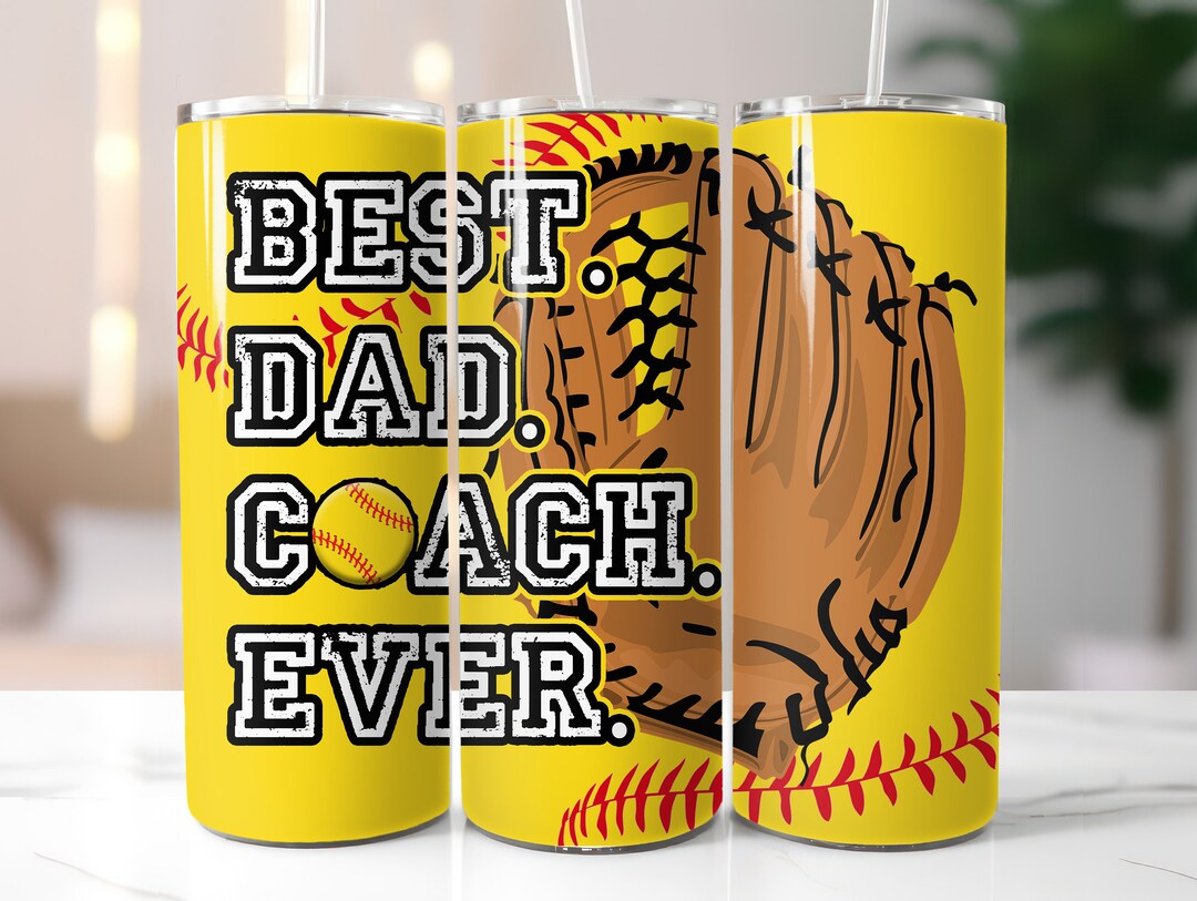Softball Coach Dad 20 Oz Skinny Tumbler Wrap PNG Etsy