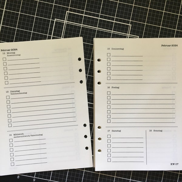 A5 Planner Einlagen, A5 Planner Kalender 2024 (Filofax-Lochung)