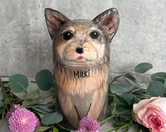 Custom Hand-Painted Ceramic Dog Urn Handmade Pet Memorial Keepsake