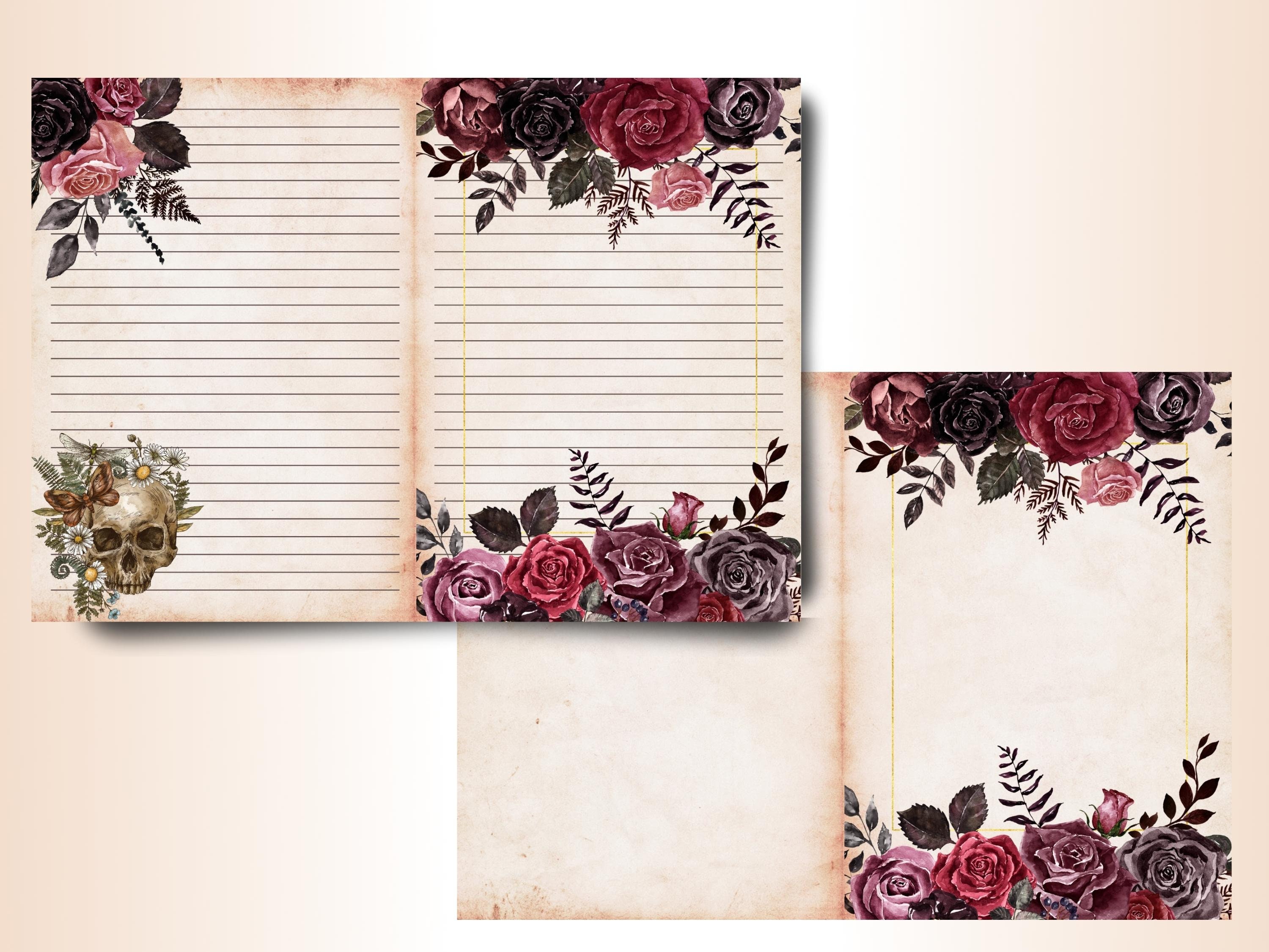 Printable Grimoire Pages, Blank Grimoire, Pink Pages Printable, Book of ...