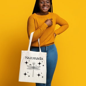 Sazonada Cotton Canvas Tote Bag, Gift for Her, Bags for Spiritual Baddies, Sazonada Bad Bunny Song Gift Bag,YHLQMDLG Merch