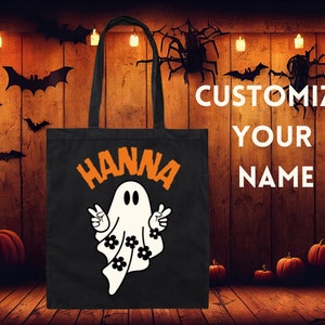 Sacola personalizada para doces ou travessuras, sacola personalizada para Halloween para crianças, sacola para Halloween, sacola infantil para Halloween com nome, sacola personalizada para doces ou travessuras