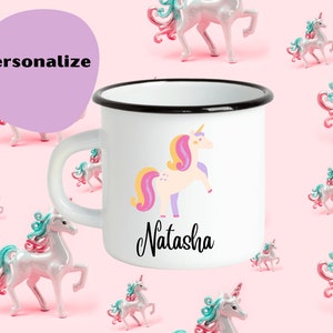Unicorn Personalized Name Enamel Mug, Mugs for Kids,Unbreakable Hot Chocolate Mug for Her, Mugs for Girls,Christmas Gifts for Children