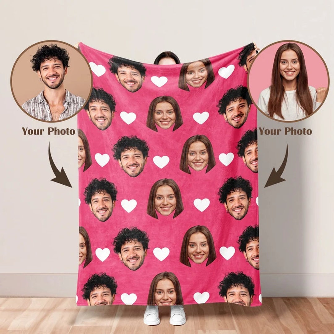 Custom Blanket With Face Personalized Blanket With Photo Etsy