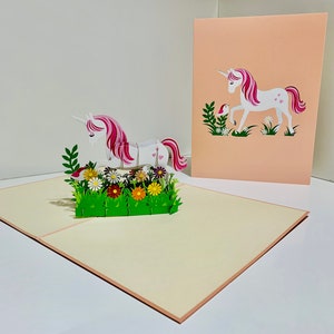 Fairy Garden Einhorn Karte - Original von Origami Pop Cards, Sydney Australia - 3D Pop Up Karten - OrigamiPopCards.com Hand Made with Love