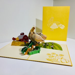 Cartão Galinha Dourada - Criado por Origami Pop Cards Sydney Austrália Cartões Pop-up de Papel 3D OrigamiPopCards.com Feito à mão com amor