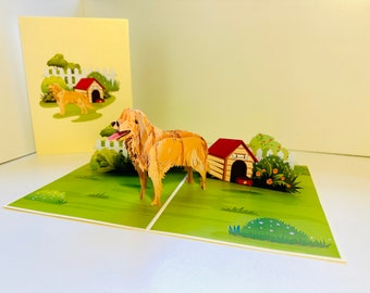 Golden Retriever Scottish Dog 3D PopUp Greeting Card Happy Birthday Perfect for Dog Lovers Handmade Shop Online https://origamipopcards.com/