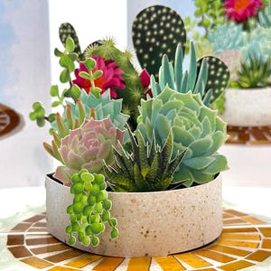 3D pop-up wenskaart Cactus en succulente tuin Happy Birthday Handgemaakte liefde Origami popkaarten Shop online https://origamipopcards.com/