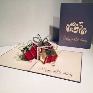 Graue Dreifache Geburtstagsgeschenk Karte - erstellt von Origami Pop Cards Sydney - 3D Papier Pop Up Karten - OrigamiPopCards.com Hand Made With Love