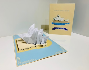 Stunning Sydney Opera House 3D Pop Up Aussie Greeting Card Blank Happy Birthday Love World Landmark Australia Handmade. OrigamiPopCards.com