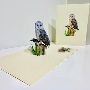 Schleiereule Vogel Karte - Erstellt von Origami Pop Cards Sydney Australia - 3D Pop Up Karten - OrigamiPopCards.com Hand Made with Love