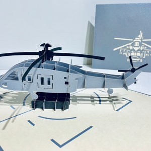 Super Coole Hubschrauber Hubschrauber Karte - Hergestellt von Origami Pop Cards Sydney 3D Papier Pop Up Karten - OrigamiPopCards.com Hand Made With Love