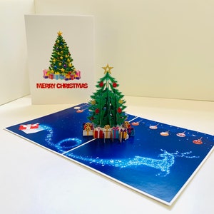 Cartão de felicitações pop-up 3D com árvore de Natal festiva - Cartão mágico de Feliz Natal feito à mão com amor Compre online https://origamipopcards.com/