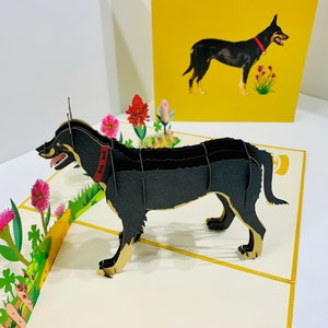 Australische Kelpie Hundekarte - erstellt von Origami Pop Cards Sydney Australien 3D Papier Pop Up Karten - OrigamiPopCards.com Hand Made With Love