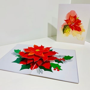 Cartão de aniversário gigante com poinsétia vermelha 3D - Cartão de convite de aniversário feito à mão em origami - SYDNEY COMPRE ONLINE https://origamipopcards.com/
