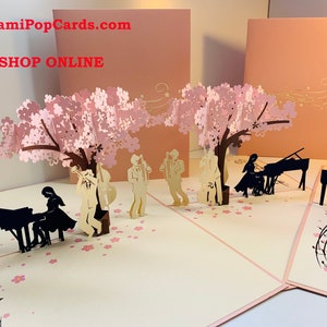 Pink Symphonieorchester Musik Band Karte - erstellt von Origami Pop Cards - 3D Papier Pop Up Karten - OrigamiPopCards.com Hand Made With Love