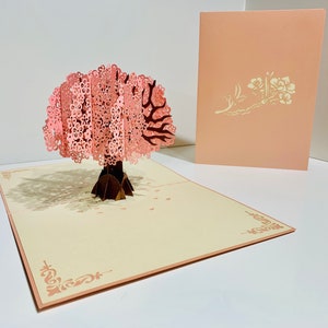 Rosa Kirschblüten-Baum Karte - Erstellt von Origami Pop Cards Sydney Australia 3D Papier Pop Up Karten OrigamiPopCards.com Hand Made with Love