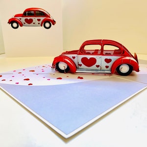 ed Love Heart Classic Vintage Car Celebrating LOVE Valentine 3D Pop Up Greeting Card Happy Birthday Shop Online https://origamipopcards.com