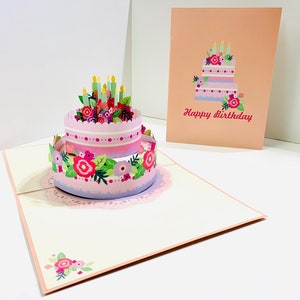 Bolo de aniversário gigante, cartão comemorativo 3D - Cartão de convite de aniversário feito à mão em origami - SYDNEY COMPRE ONLINE https://origamipopcards.com/