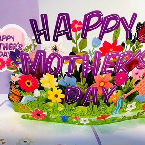 Feliz Dia das Mães - Purple Daisy Spring Garden - Cartão de felicitações pop-up 3D - Feito à mão com amor - Compre online https://origamipopcards.com/