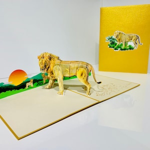 Leão - O Rei da Selva - Super Estrela Leo Criado por Origami Pop Cards, Sydney Austrália Cartões Pop-up de Papel 3D OrigamiPopCards.com