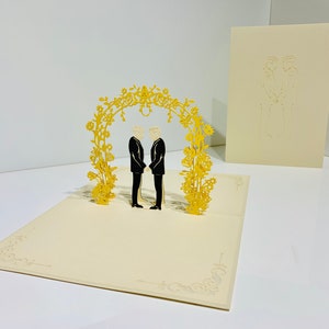 Cartão Pop-up de Casamento Metálico "O Casal Masculino" - Criado por Origami Pop Cards - Feito à mão com amor - Sydney, Austrália. OrigamiPopCards.com