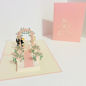 Metallic Pink Hochzeitsklassiker mit Brautjungfer & Trauzeuge 3D - Erstellt von Origami Pop Cards - OrigamiPopCards.com Hand Made With Love