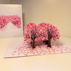 Japanese Sakura Forrest Pink Cherry Blossom Tree - Origami Pop Cards Happy Birthday Mother's Day - SHOP ONLINE https://origamipopcards.com/