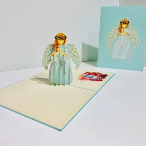 Anjo da Guarda Azul Bebê Orando - Cartão Pop Up com amor