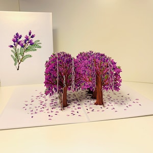 Floresta de Jacarandás, Árvores Roxas em Floração Completa - Cartões de Origami Pop Feliz Aniversário Dia das Mães Amor - COMPRE ONLINE https://origamipopcards.com/