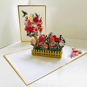 Biglietto di auguri pop-up 3D fatto a mano con uccelli e giardino nativo australiano di lusso in oro Buon compleanno Amore Acquista online https://origamipopcards.com/