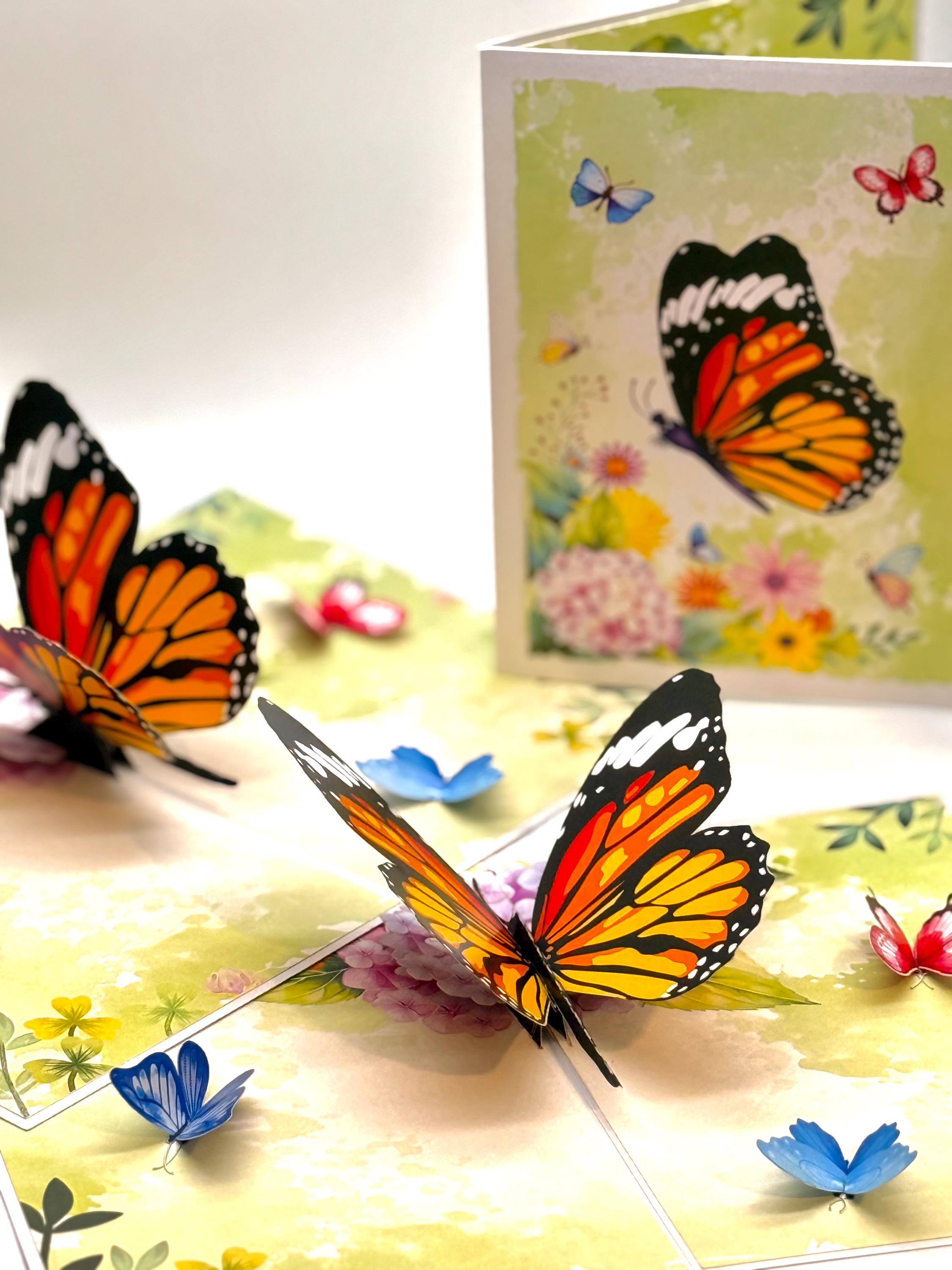 Butterflies Attracting Hydrangea Flowers Happy Birthday 3D Pop up Card ...