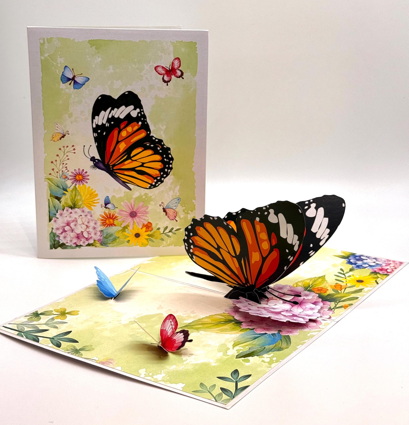 Butterflies Attracting Hydrangea Flowers Happy Birthday 3D Pop up Card ...