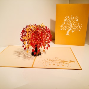 Riesen Herbst Baum der Liebe Herzen Karte - erstellt von Origami Pop Cards Sydney 3D Papier Pop Up Karten - OrigamiPopCards.com Hand Made with Love