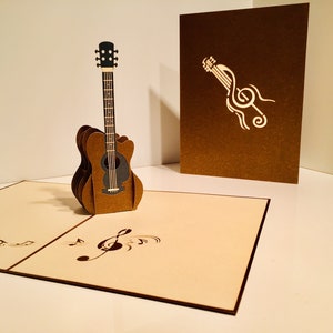 Große Gitarren Karte - erstellt von Origami Pop 3D Papier Pop Up Karten - OrigamiPopCards.com Hand Made With Love