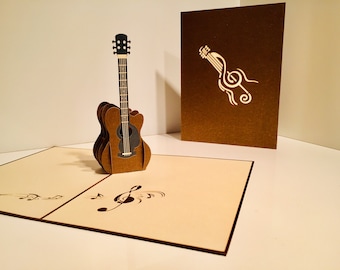 Large Guitar Card - Created by Origami Pop 3D Paper Pop Up Cards - OrigamiPopCards.com Hand Made With Love