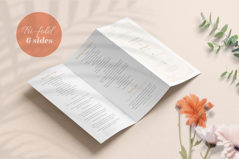 Catholic Wedding Mass Program Booklet Tri Fold Brochure, Catholic