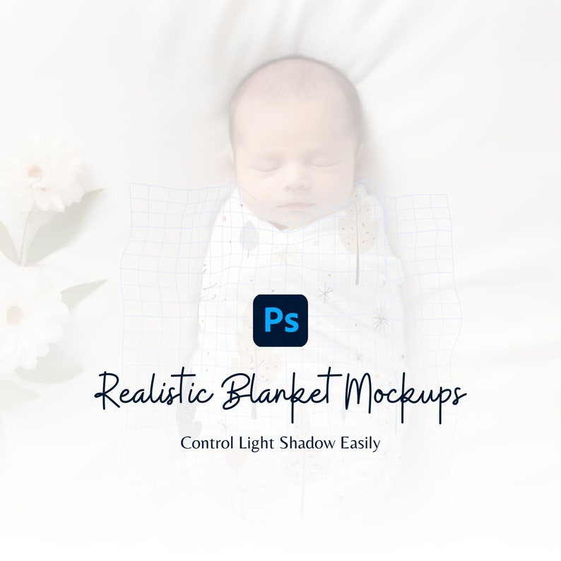 PSD Baby Swaddle Blanket Mockup, PSD Smart Object, Nursery Blanket