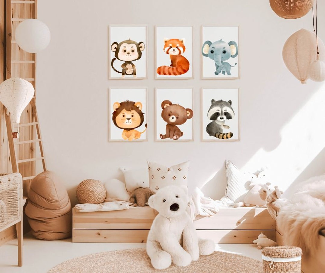 Set of 6 Forest Animals Nursery Wall Art Prints Forest Themed Nursery ...