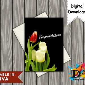Cartão de parabéns - imprimível e customizável | Perfeito para qualquer ocasião | Tamanho 5x7 | cartão digital | Download instantâneo