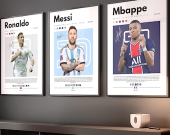 Cristina Mbappe 3er-Set Poster: Fußball für Jungen, Fußball Kunstdruck, Studentenwohnheim, Messi und Ronalo