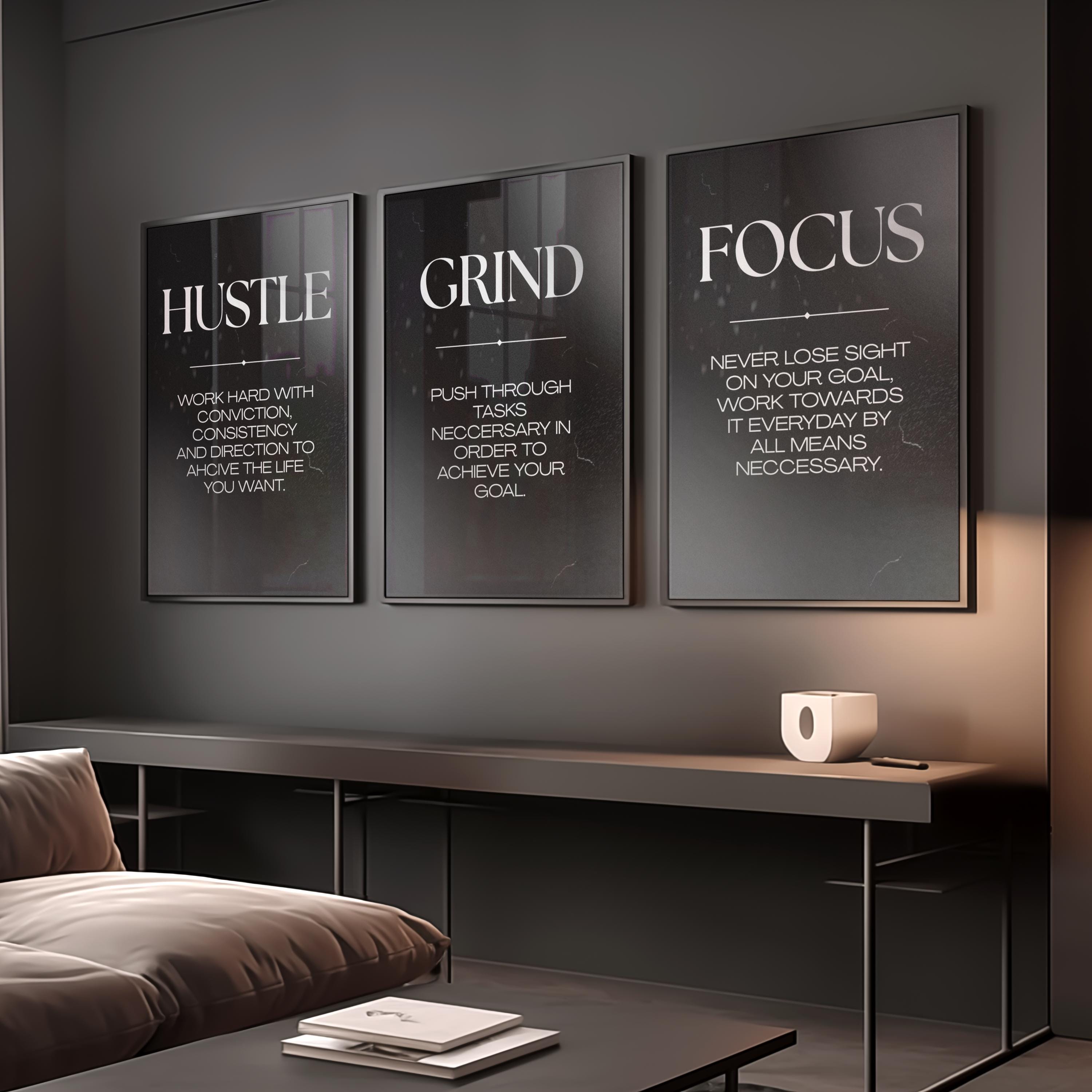 Set of 3 Motivational Wall Art Prints for Men – Masculine Gym Decor ...