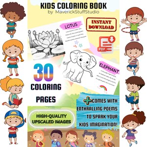 Fun Kids Coloring Book | Digital Download & Printable Activity Sheets for Children, Creative Learning Fun