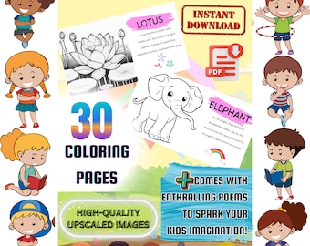 Fun Kids Coloring Book Digital Download | Printable Activity Sheets for Children
