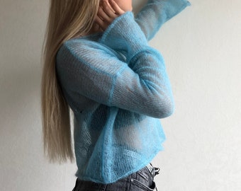 NANCY light knit mohair sweater chunky knit sweater loose knit sweater hand knit mohair sweater